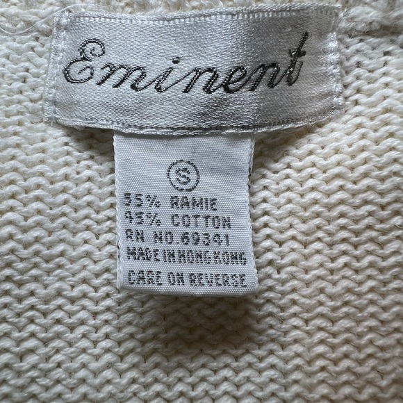 Eminent Womens Vintage 80"s Cream Crew Neck Sweater w/Coin Decoration Size Small - Picture 5 of 8